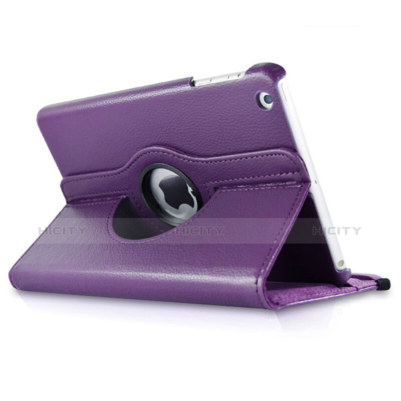 Funda de Cuero Giratoria con Soporte para Apple iPad Mini 2 Morado