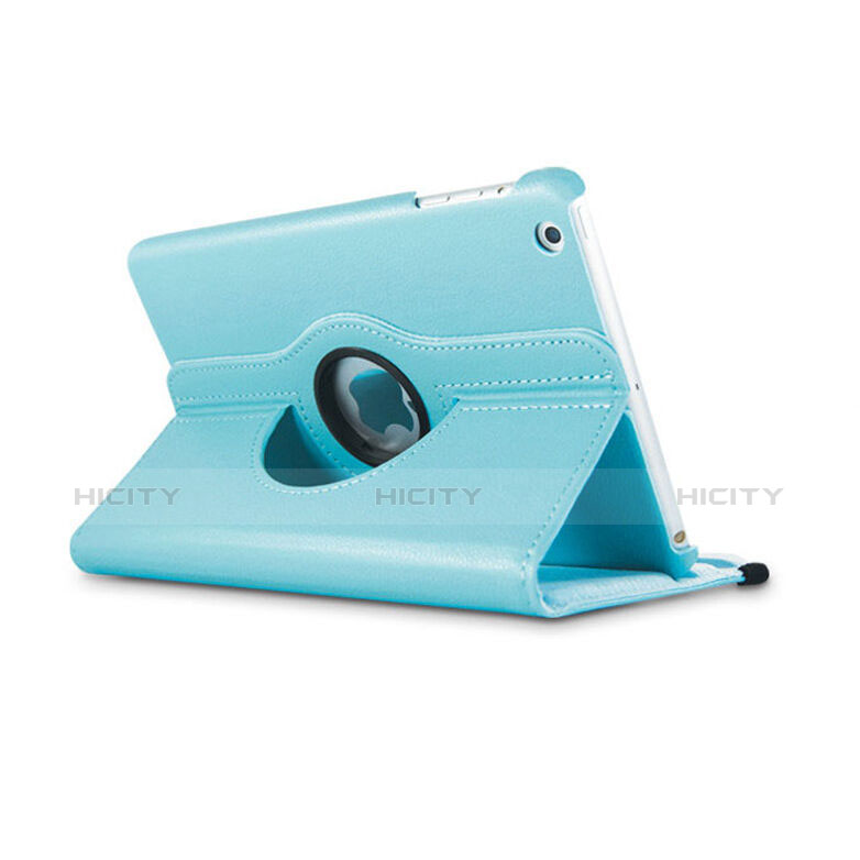 Funda de Cuero Giratoria con Soporte para Apple iPad Mini 3 Azul Cielo