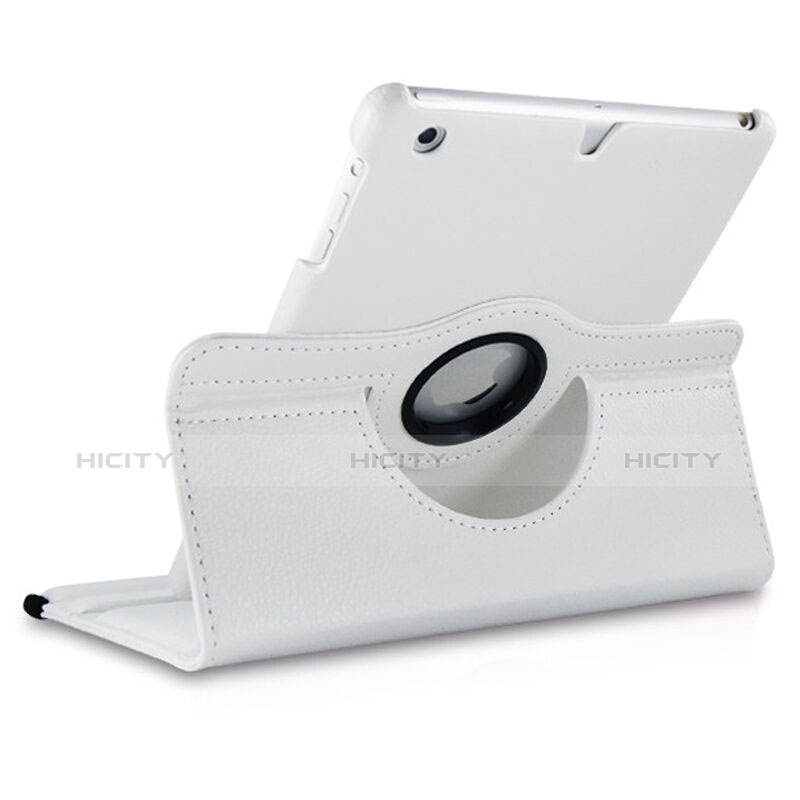 Funda de Cuero Giratoria con Soporte para Apple iPad Mini Blanco