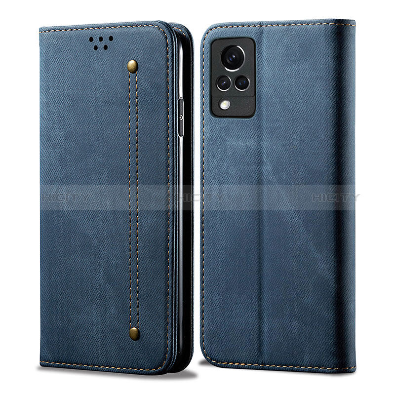 Funda de pano Cartera con Soporte B01S para Vivo V21 5G Azul