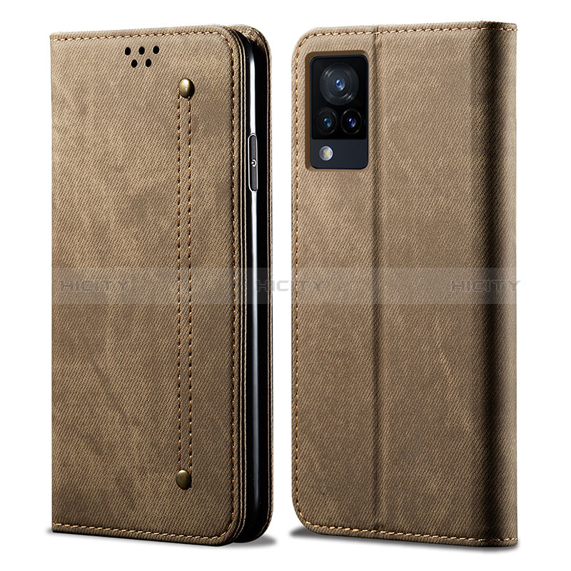 Funda de pano Cartera con Soporte B01S para Vivo V21e 4G Caqui