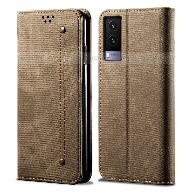 Funda de pano Cartera con Soporte B01S para Vivo V21e 5G Caqui