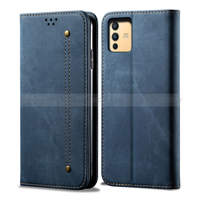 Funda de pano Cartera con Soporte B01S para Vivo V23 5G Azul