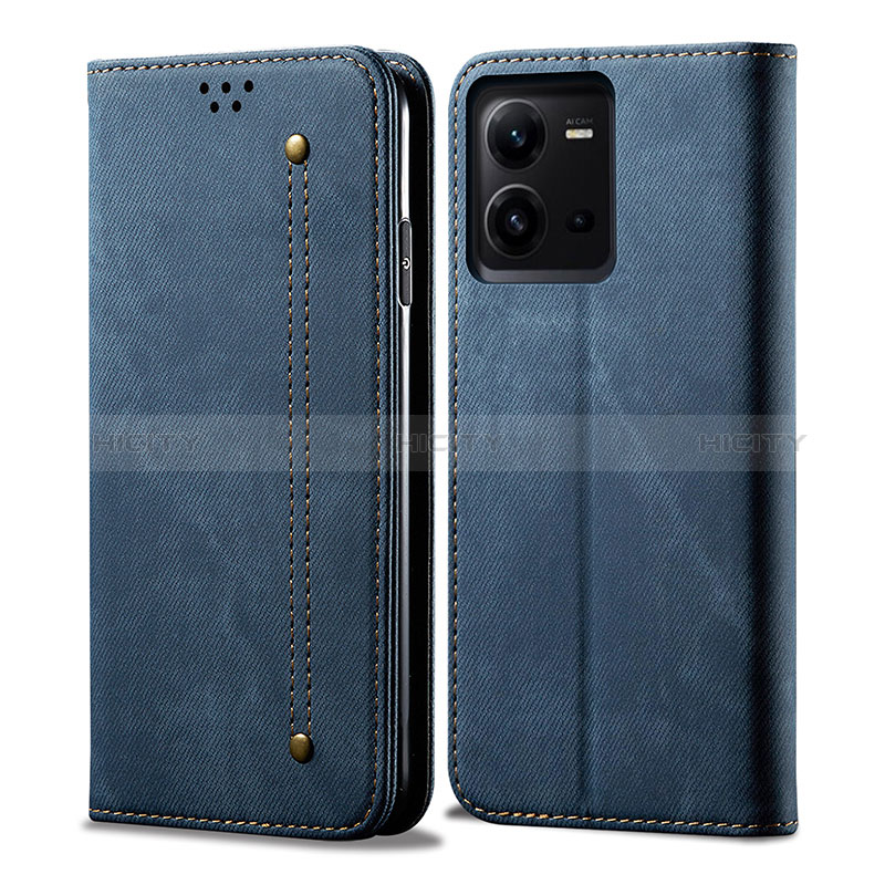 Funda de pano Cartera con Soporte B01S para Vivo V25 5G Azul