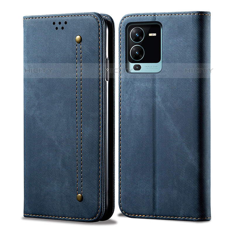 Funda de pano Cartera con Soporte B01S para Vivo V25 Pro 5G Azul