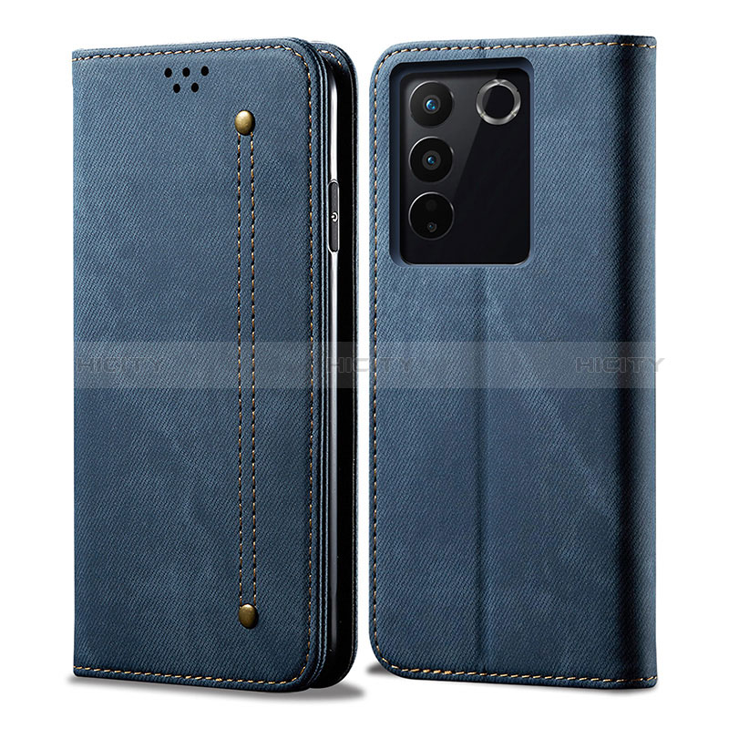 Funda de pano Cartera con Soporte B01S para Vivo V27 Pro 5G Azul