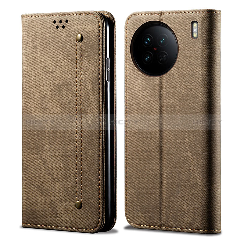 Funda de pano Cartera con Soporte B01S para Vivo X90 5G Caqui