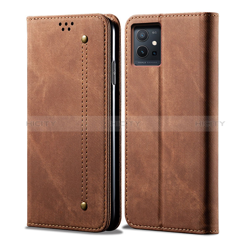 Funda de pano Cartera con Soporte B01S para Vivo Y33e 5G Marron