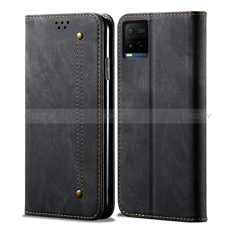 Funda de pano Cartera con Soporte B01S para Vivo Y33T Negro