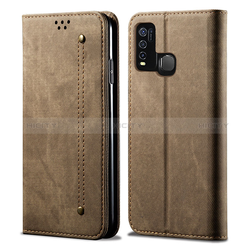 Funda de pano Cartera con Soporte B01S para Vivo Y50 Caqui