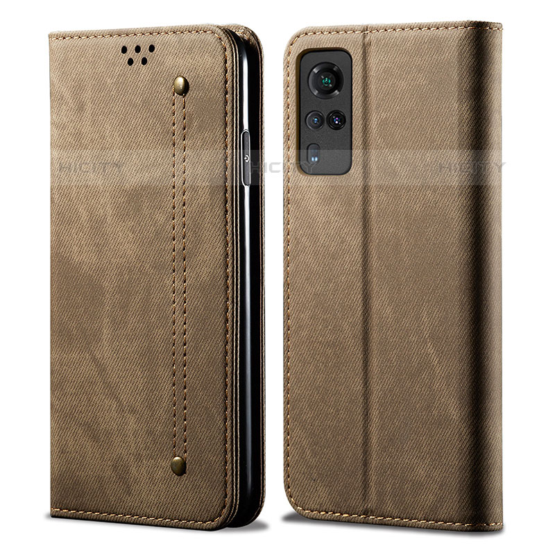 Funda de pano Cartera con Soporte B01S para Vivo Y51A Caqui