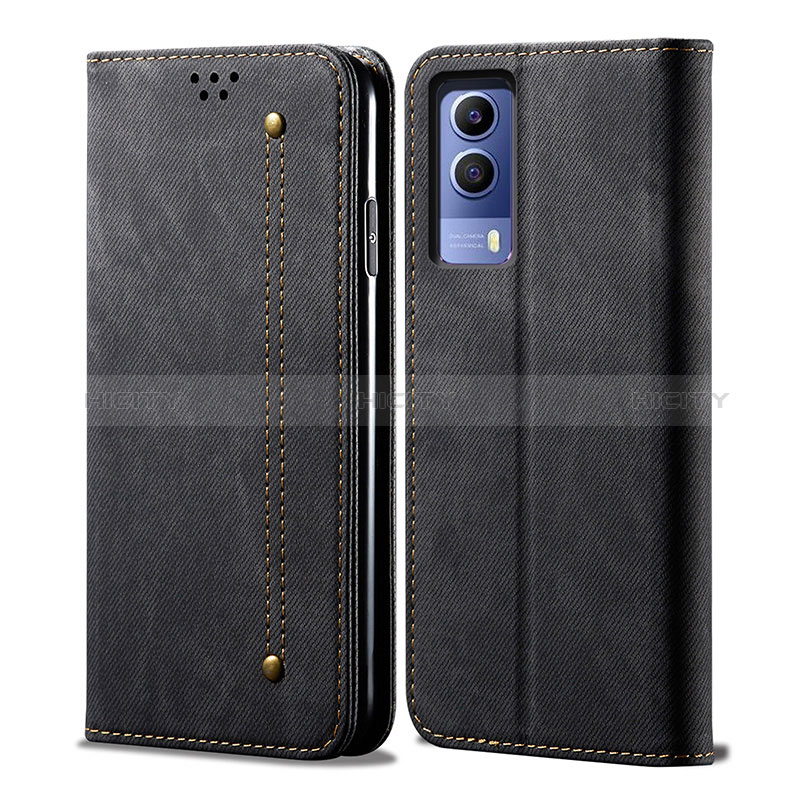 Funda de pano Cartera con Soporte B01S para Vivo Y53s t2 Negro