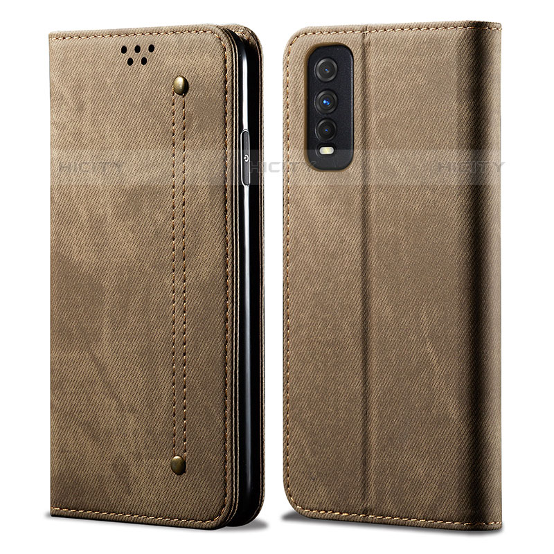 Funda de pano Cartera con Soporte B01S para Vivo Y70S 5G Caqui