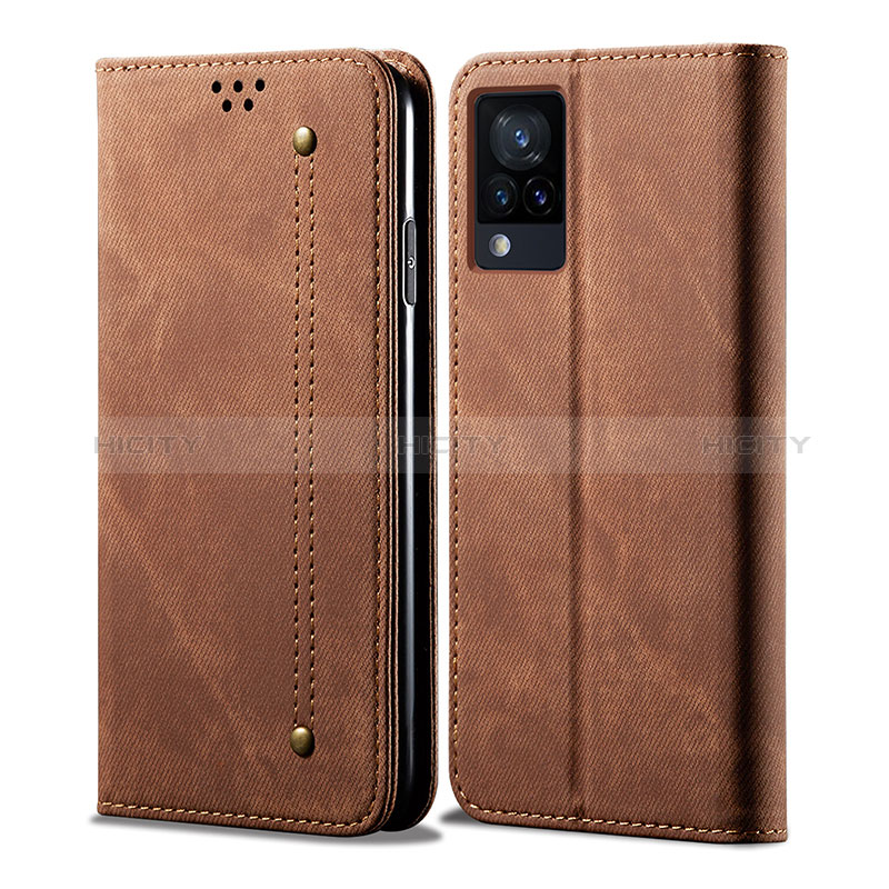 Funda de pano Cartera con Soporte B01S para Vivo Y73 (2021) Marron