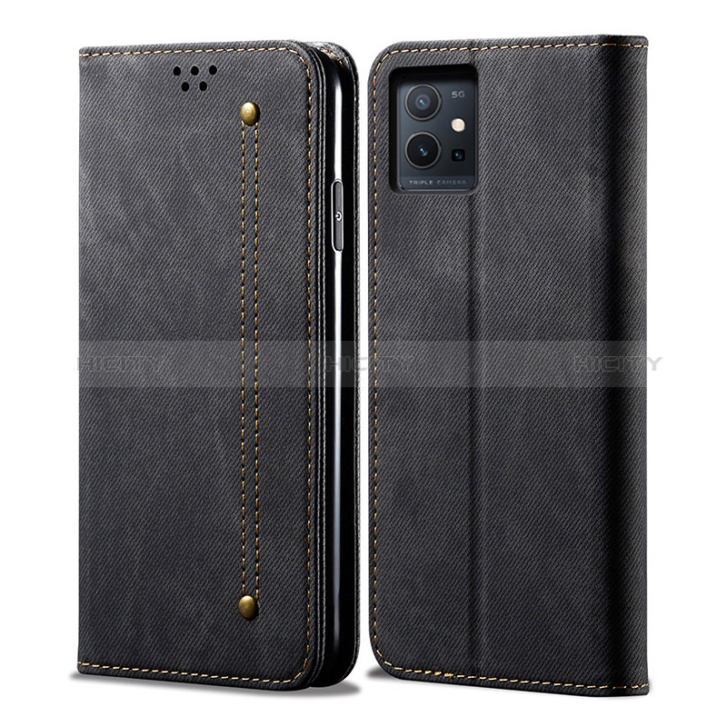 Funda de pano Cartera con Soporte B01S para Vivo Y75 5G Negro