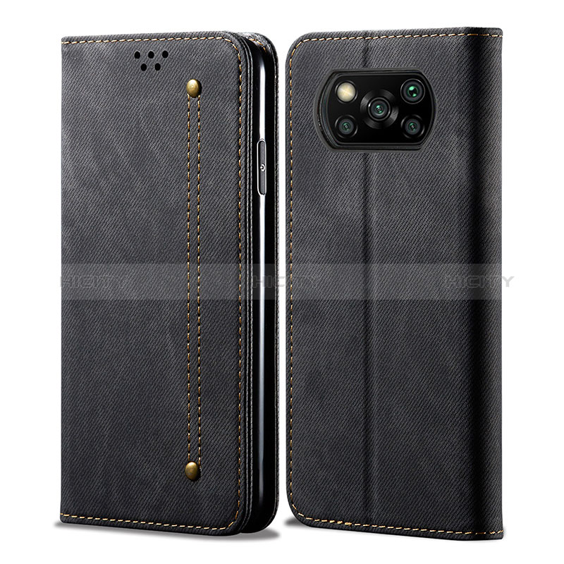 Funda de pano Cartera con Soporte B01S para Xiaomi Poco X3 NFC Negro