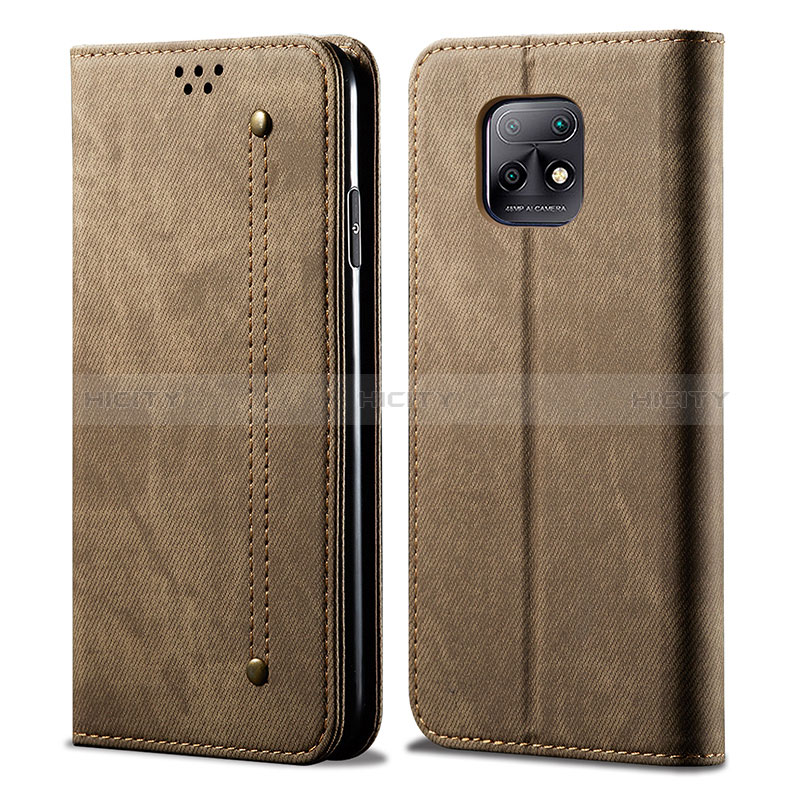 Funda de pano Cartera con Soporte B01S para Xiaomi Redmi 10X 5G Caqui