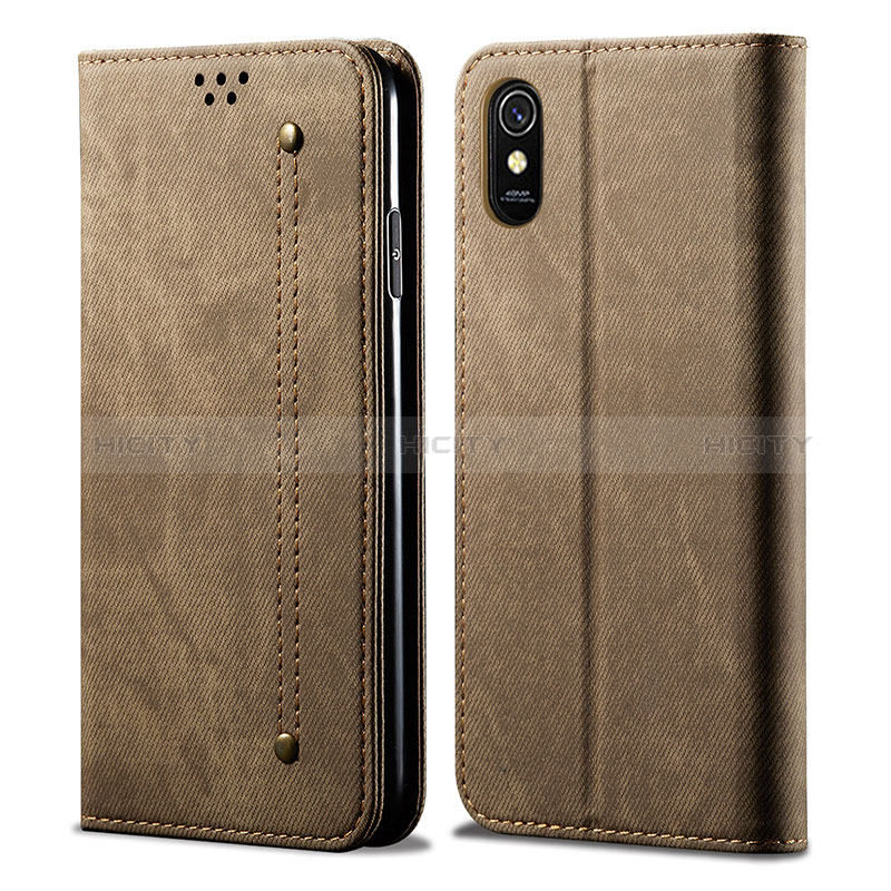 Funda de pano Cartera con Soporte B01S para Xiaomi Redmi 9A Caqui