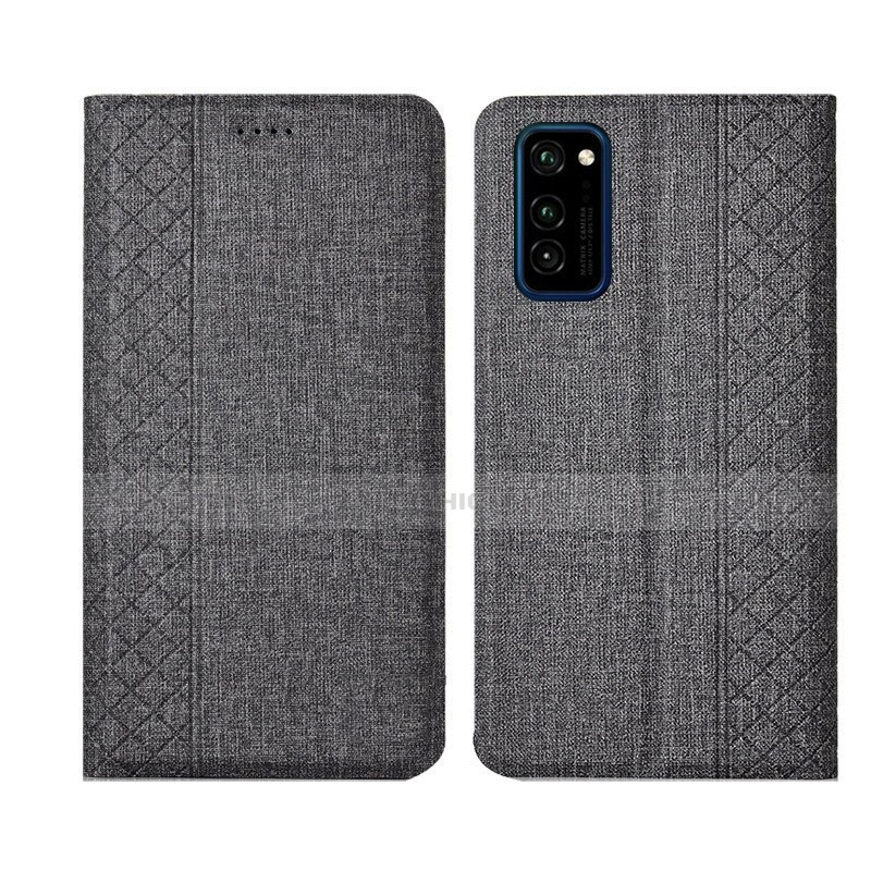 Funda de pano Cartera con Soporte H01 para Huawei Honor V30 5G Gris