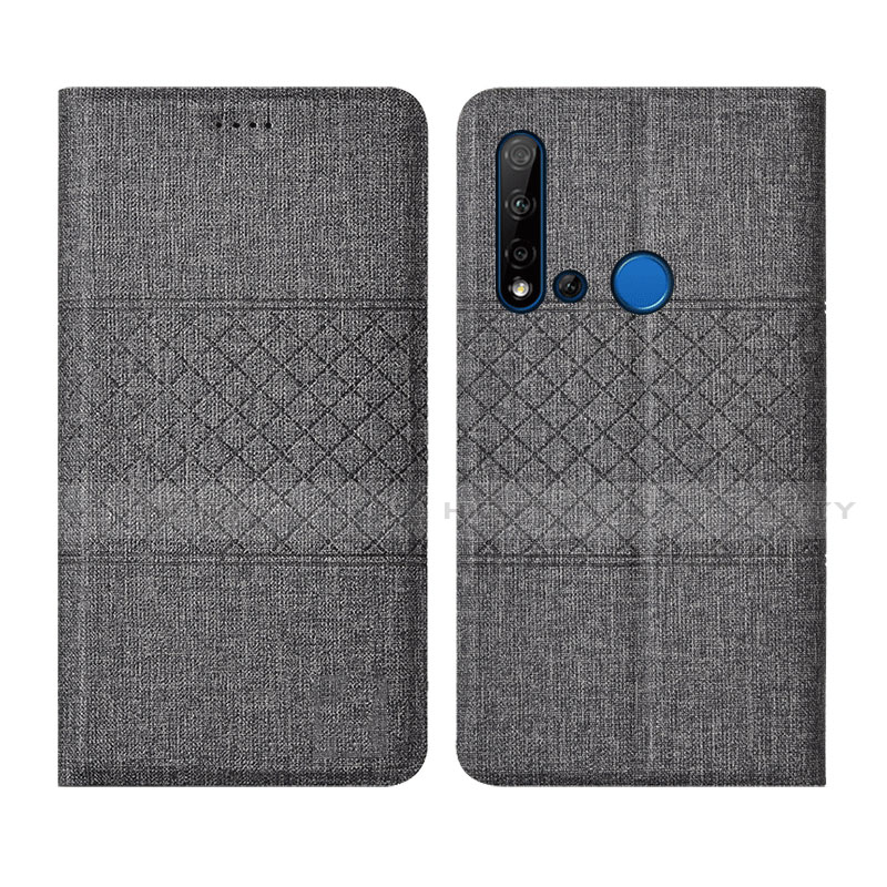 Funda de pano Cartera con Soporte H01 para Huawei P20 Lite (2019) Gris