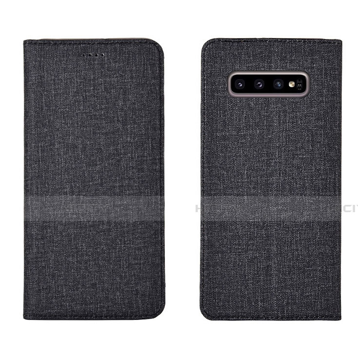 Funda de pano Cartera con Soporte H01 para Samsung Galaxy S10 Plus Negro