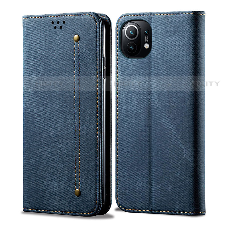 Funda de pano Cartera con Soporte H01 para Xiaomi Mi 11 5G Azul