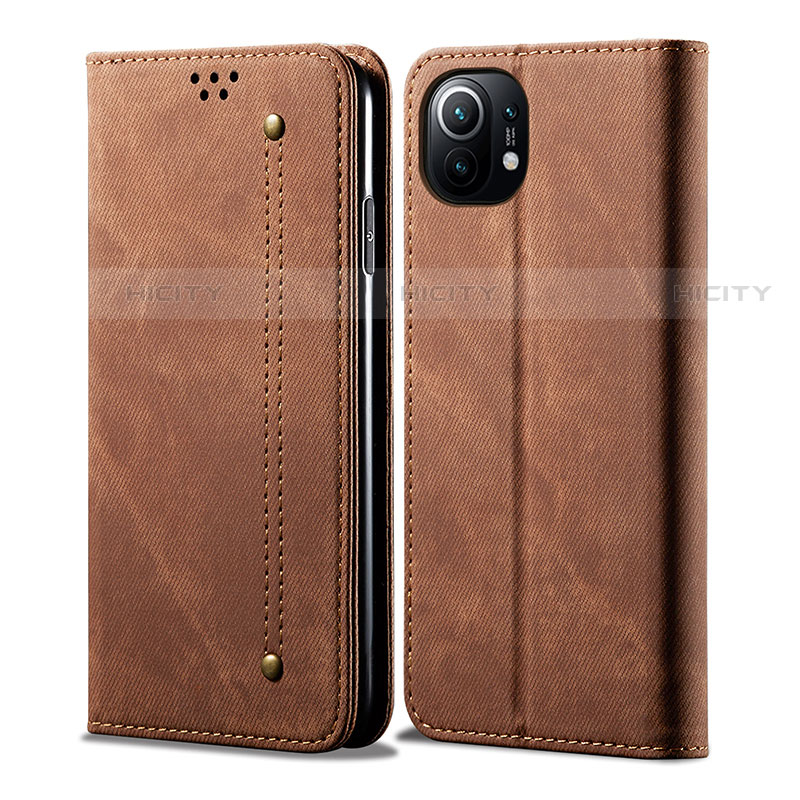 Funda de pano Cartera con Soporte H01 para Xiaomi Mi 11 Lite 4G Marron