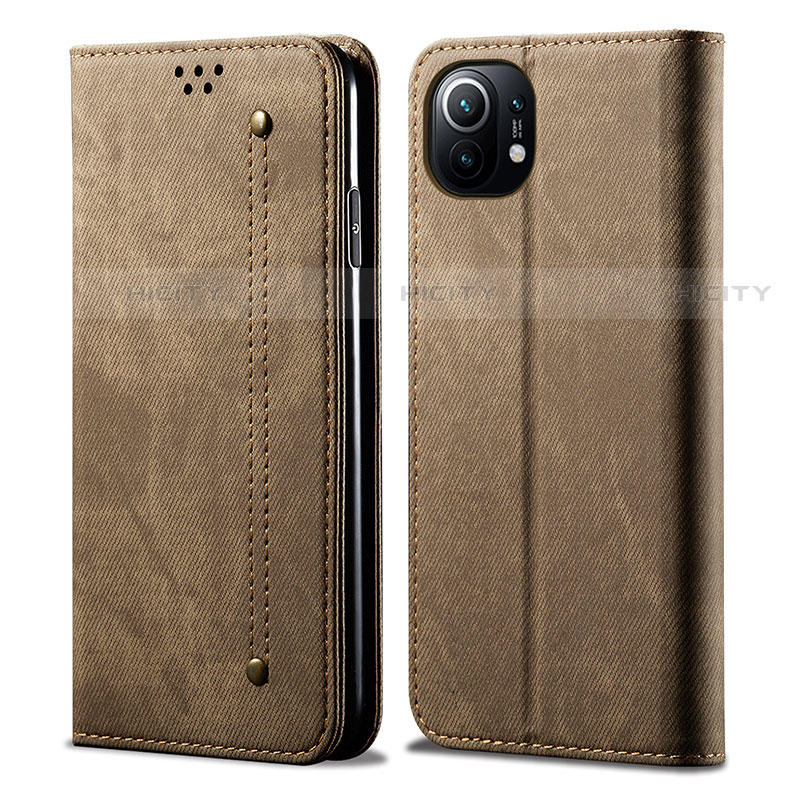 Funda de pano Cartera con Soporte H01 para Xiaomi Mi 11 Lite 5G Caqui