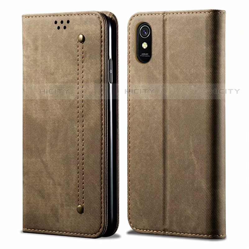 Funda de pano Cartera con Soporte H01 para Xiaomi Redmi 9A Caqui