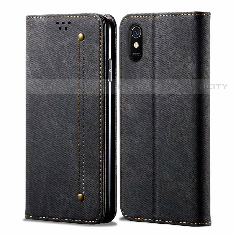 Funda de pano Cartera con Soporte H01 para Xiaomi Redmi 9A Negro