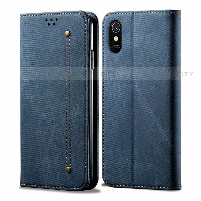 Funda de pano Cartera con Soporte H01 para Xiaomi Redmi 9AT Azul