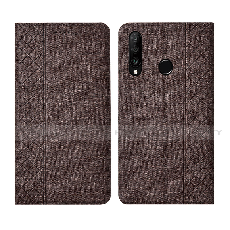 Funda de pano Cartera con Soporte H02 para Huawei P30 Lite Marron