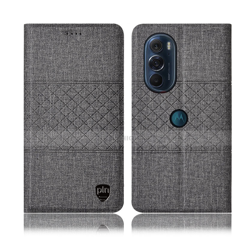 Funda de pano Cartera con Soporte H12P para Motorola Moto Edge 30 Pro 5G Gris