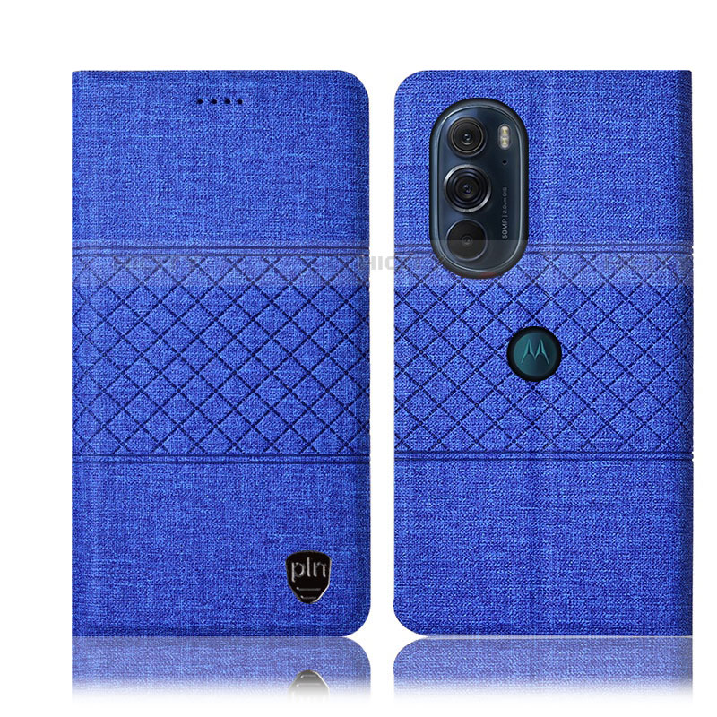 Funda de pano Cartera con Soporte H12P para Motorola Moto Edge Plus (2022) 5G Azul