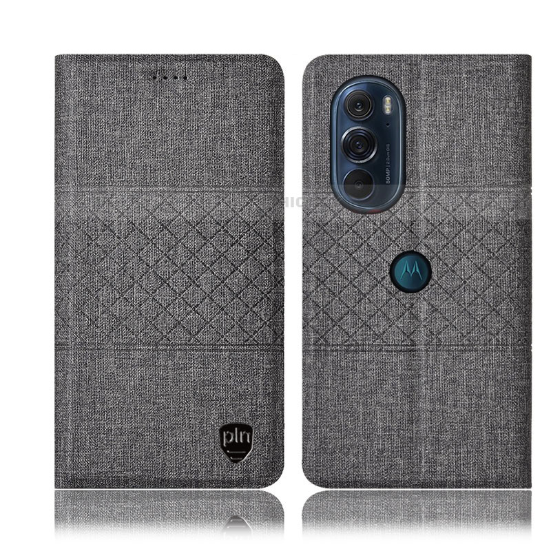 Funda de pano Cartera con Soporte H12P para Motorola Moto Edge X30 5G Gris