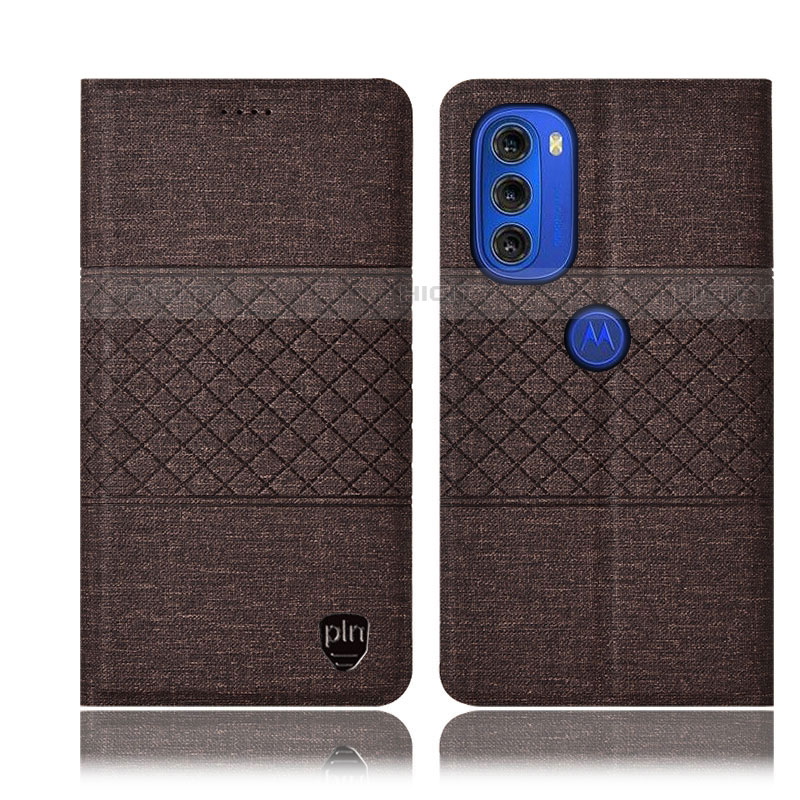 Funda de pano Cartera con Soporte H12P para Motorola Moto G51 5G Marron