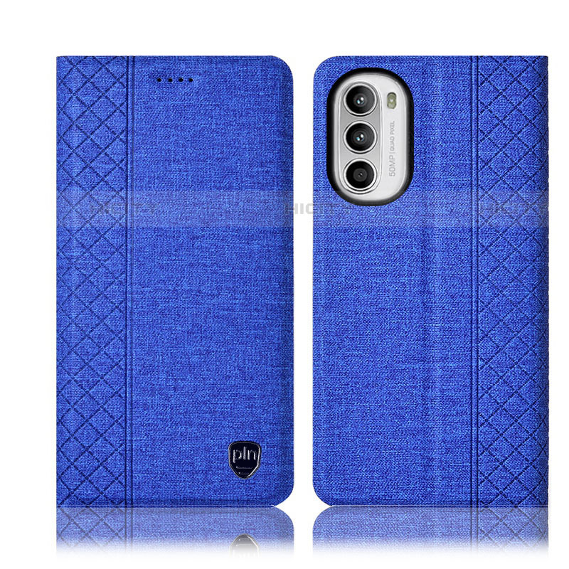 Funda de pano Cartera con Soporte H12P para Motorola MOTO G52 Azul