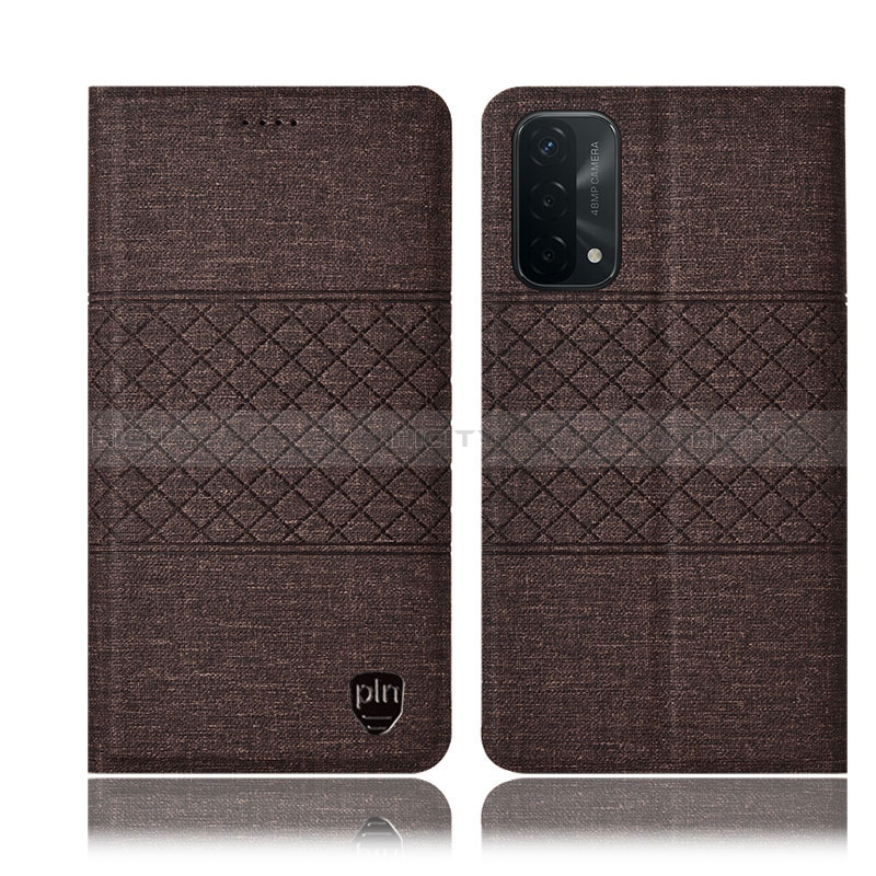 Funda de pano Cartera con Soporte H12P para Oppo A54 5G Marron