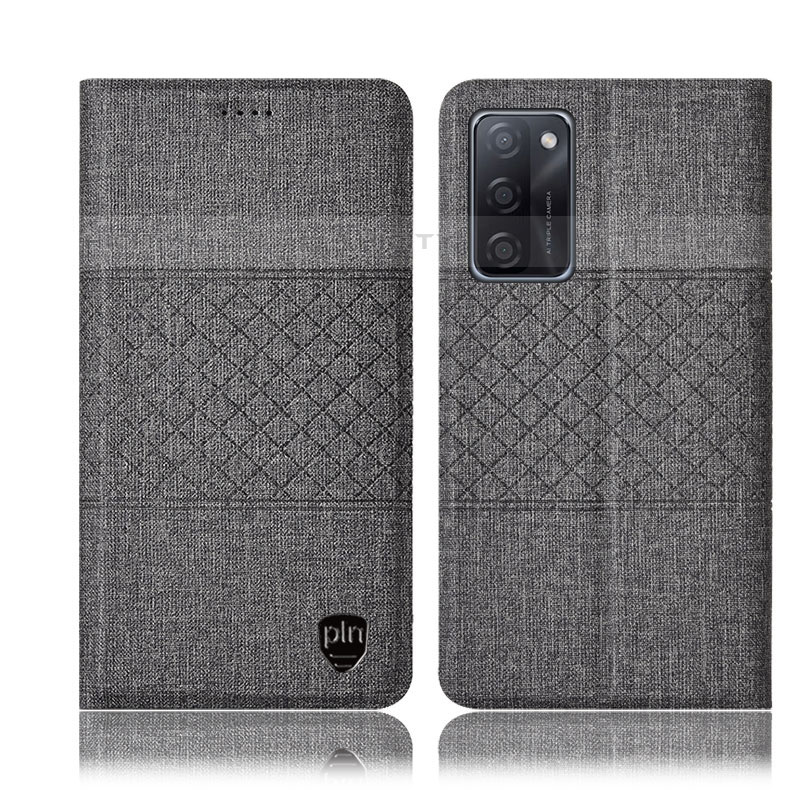 Funda de pano Cartera con Soporte H12P para Oppo A55S 5G Gris