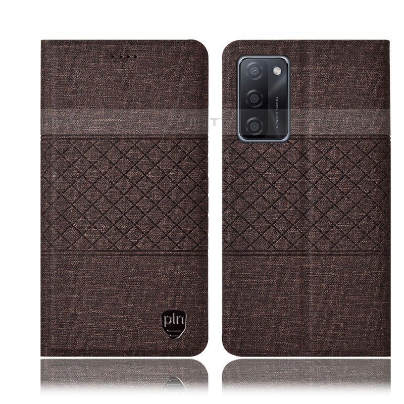 Funda de pano Cartera con Soporte H12P para Oppo A55S 5G Marron