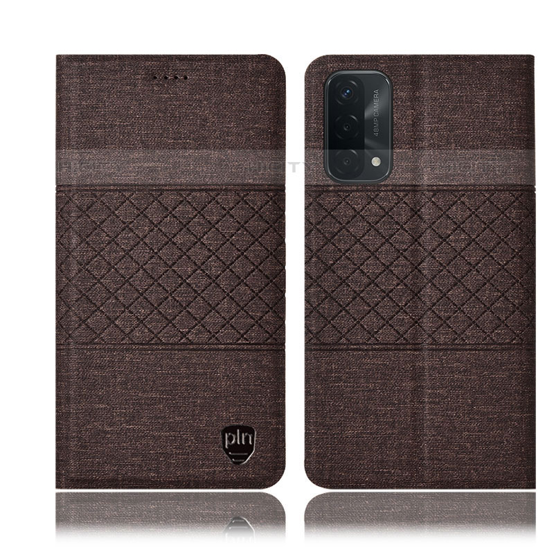 Funda de pano Cartera con Soporte H12P para Oppo A93 5G Marron