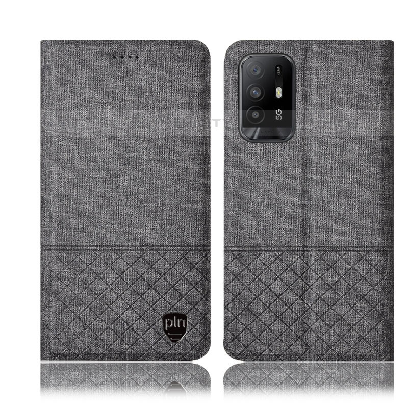 Funda de pano Cartera con Soporte H12P para Oppo A95 5G Gris