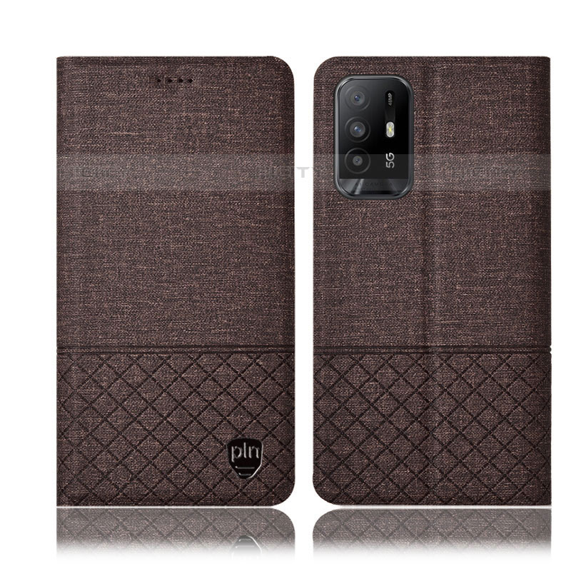 Funda de pano Cartera con Soporte H12P para Oppo A95 5G Marron