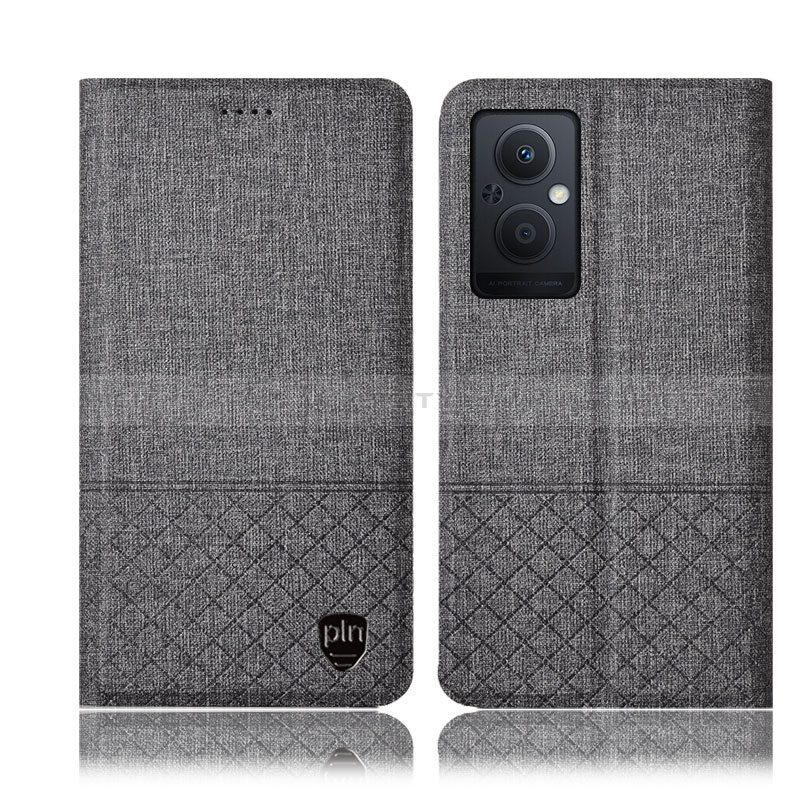 Funda de pano Cartera con Soporte H12P para Oppo A96 5G Gris