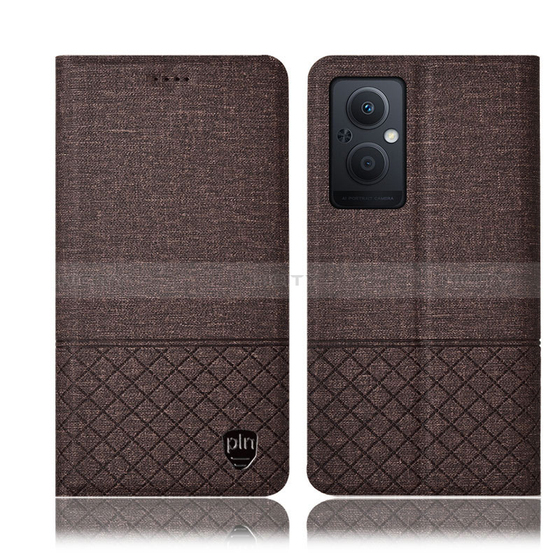 Funda de pano Cartera con Soporte H12P para Oppo A96 5G Marron