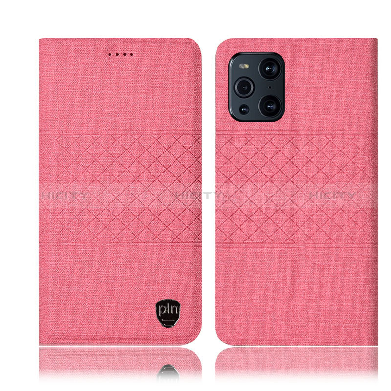 Funda de pano Cartera con Soporte H12P para Oppo Find X3 5G Rosa