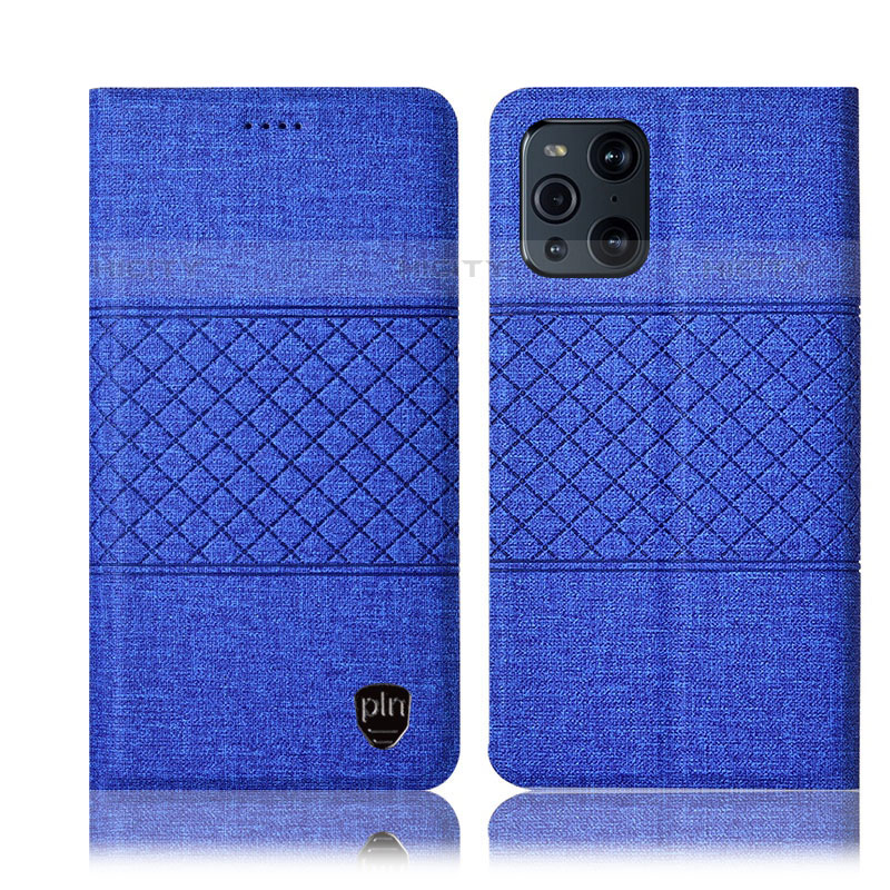 Funda de pano Cartera con Soporte H12P para Oppo Find X3 Pro 5G Azul