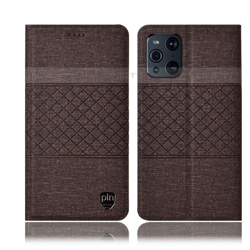 Funda de pano Cartera con Soporte H12P para Oppo Find X3 Pro 5G Marron