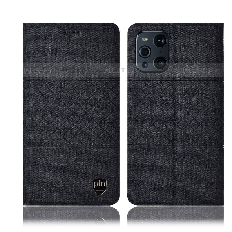 Funda de pano Cartera con Soporte H12P para Oppo Find X3 Pro 5G Negro