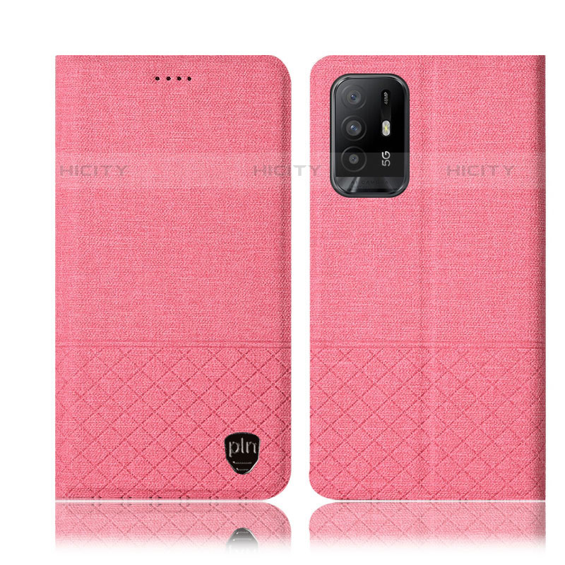 Funda de pano Cartera con Soporte H12P para Oppo Reno5 Z 5G Rosa